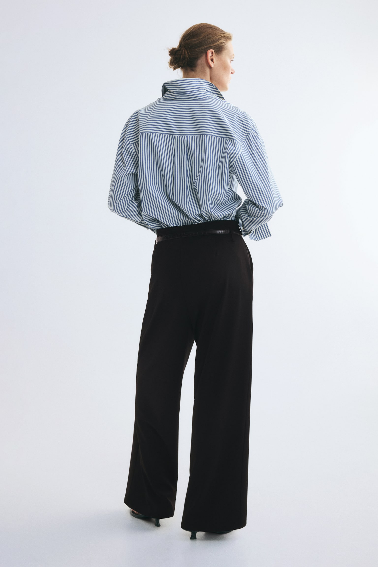 Женские брюки H&M Wide-Leg Pants with Belt, цвет: Чёрный — фото 5