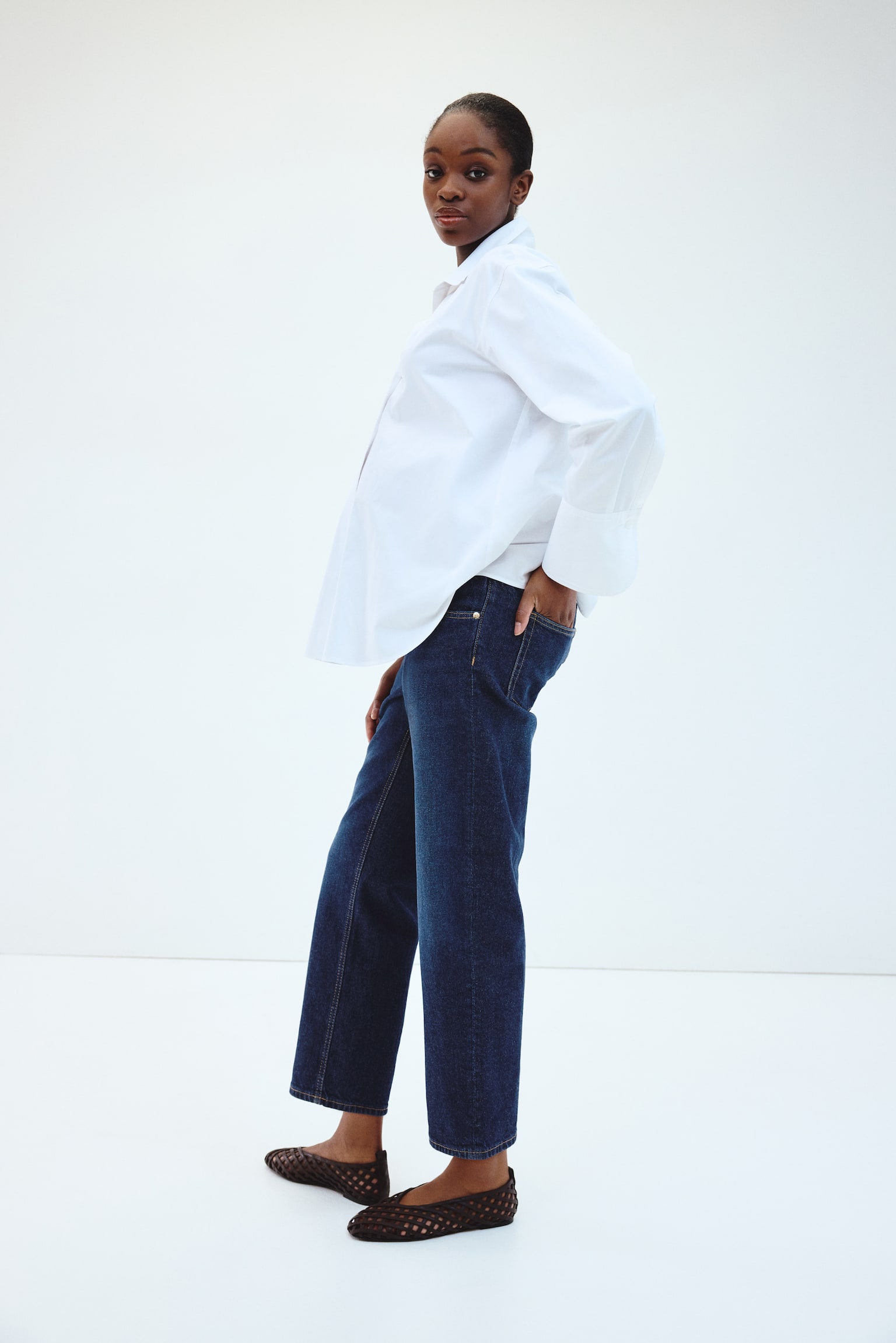 MAMA Straight Ankle Jeans - כחול ג'ינס כהה - 4
