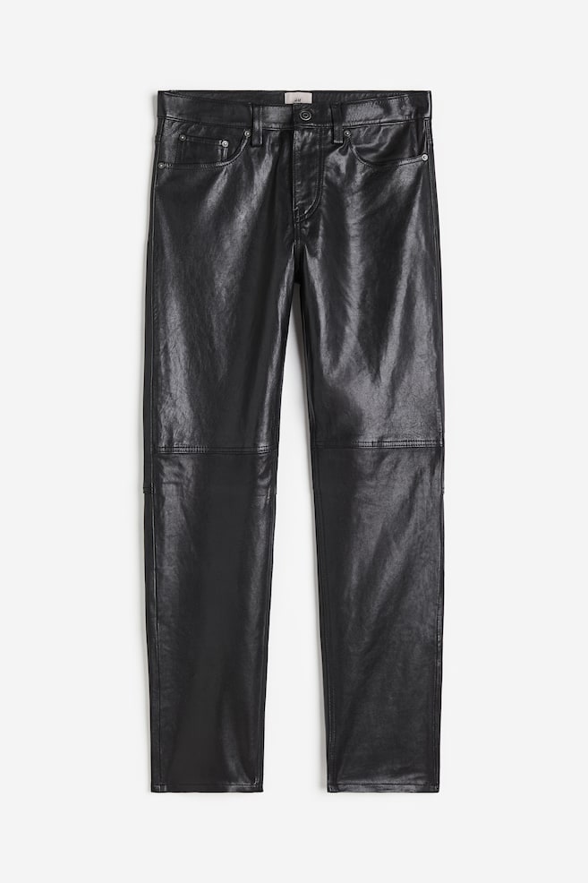 Bukser i læder - Sort/Mørkebrun - 2
