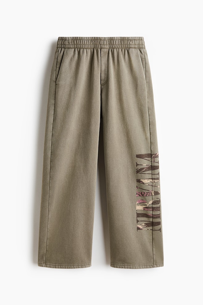 Bedruckte Sweatpants in Relaxed Fit - Helles Khakigrün/Nirvana - 1