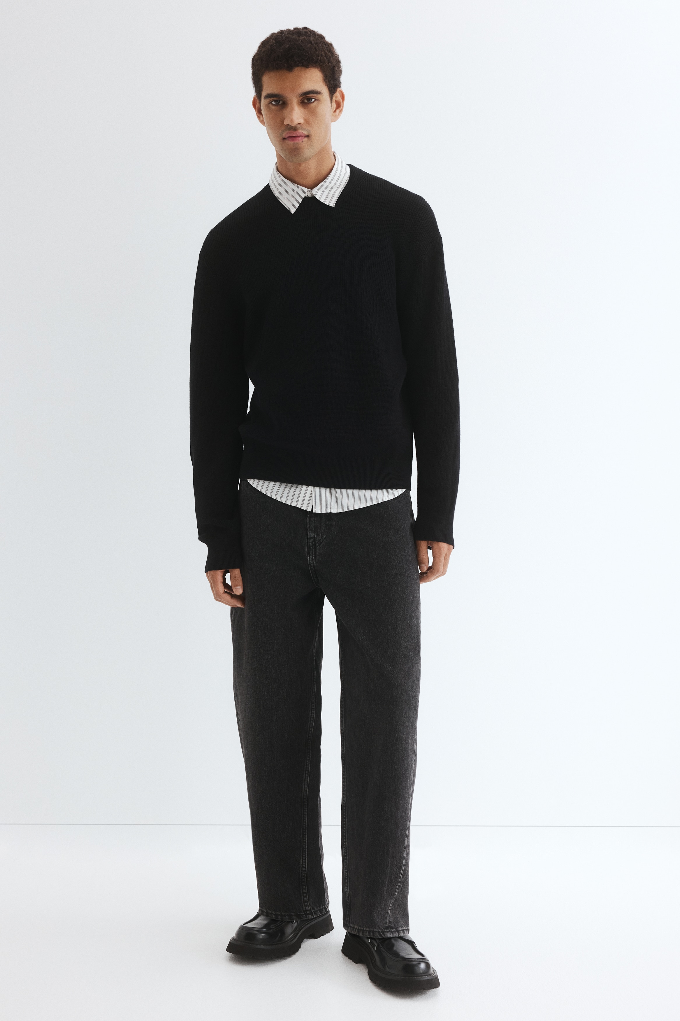 Black Sweaters for Men | Knitted, Oversized & More | H&M US