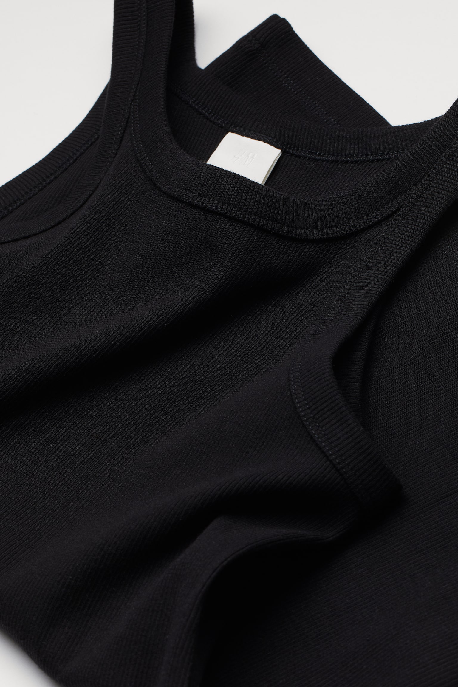 Женский топ H&M Ribbed Tank Top, цвет: Чёрный — фото 2