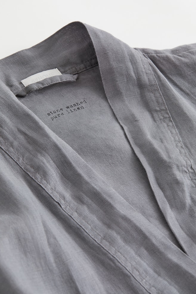Washed linen dressing gown - Grey/Black/Light beige/Sage green/dc - 7