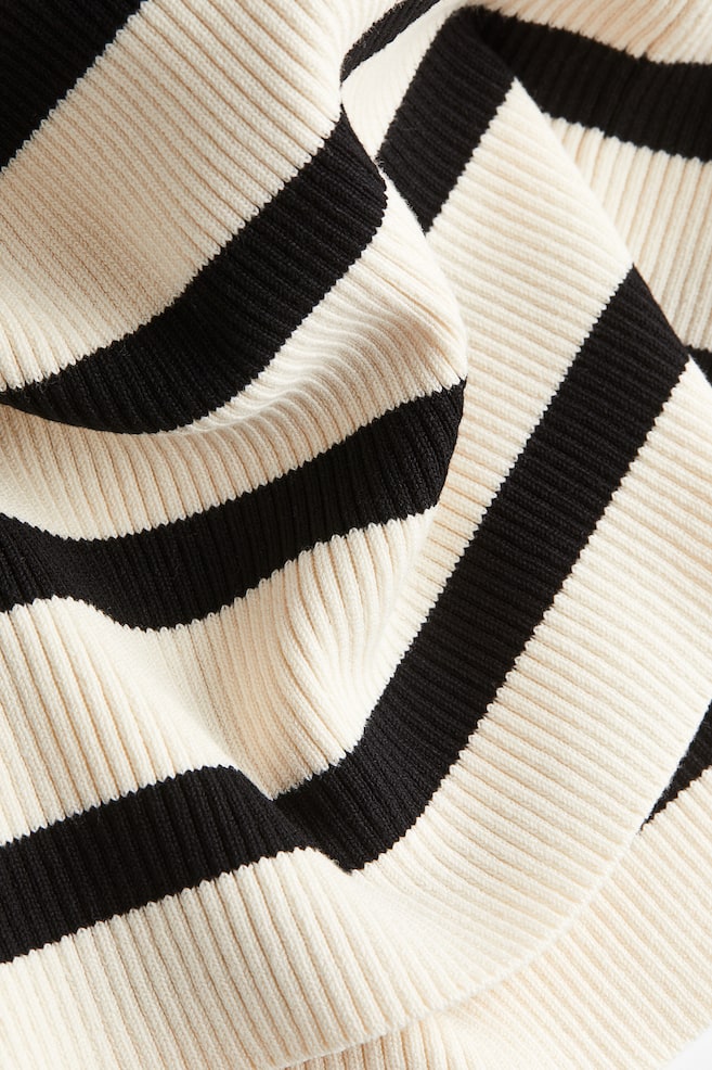 Ribbed tube dress - Cream/Black striped/Black - 3