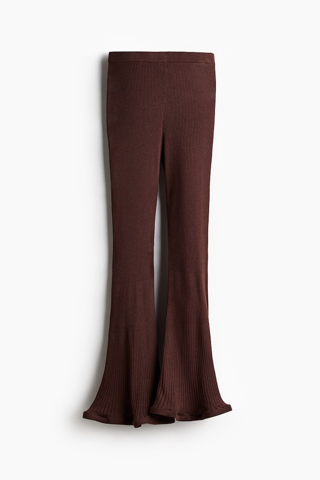 Silk-blend rib-knit trousers - Dark brown - 1