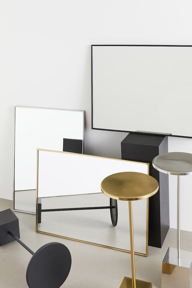 Metal-frame mirror - Black/Gold-coloured - 5