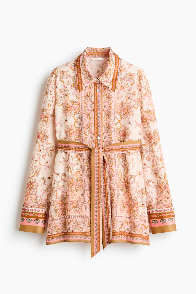 Printed lyocell shirt-Light beige/Paisley pattern - 5
