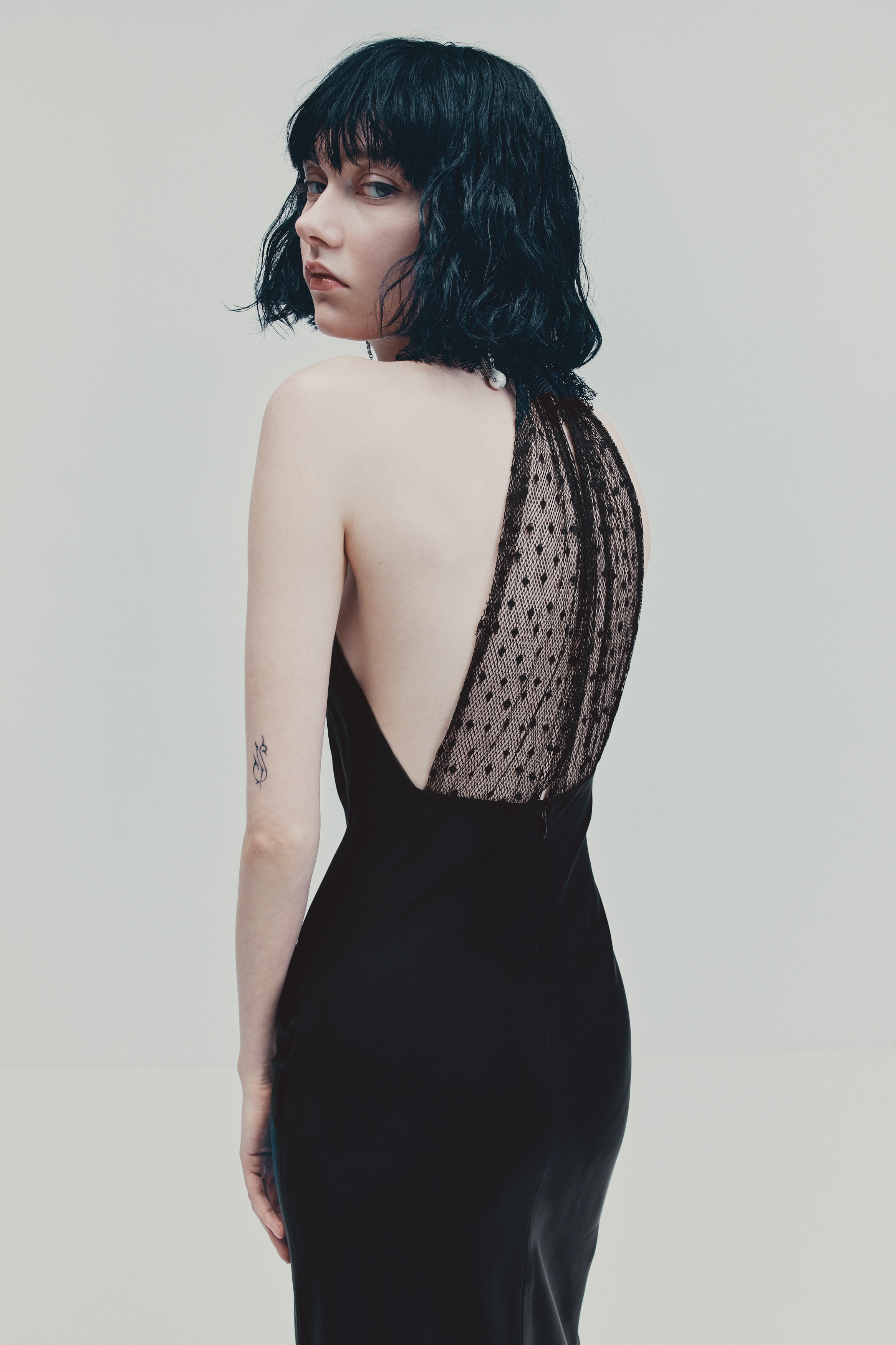 sketchy tricot mesh dress Tricot/Mesh Cut Out Dress Black / L