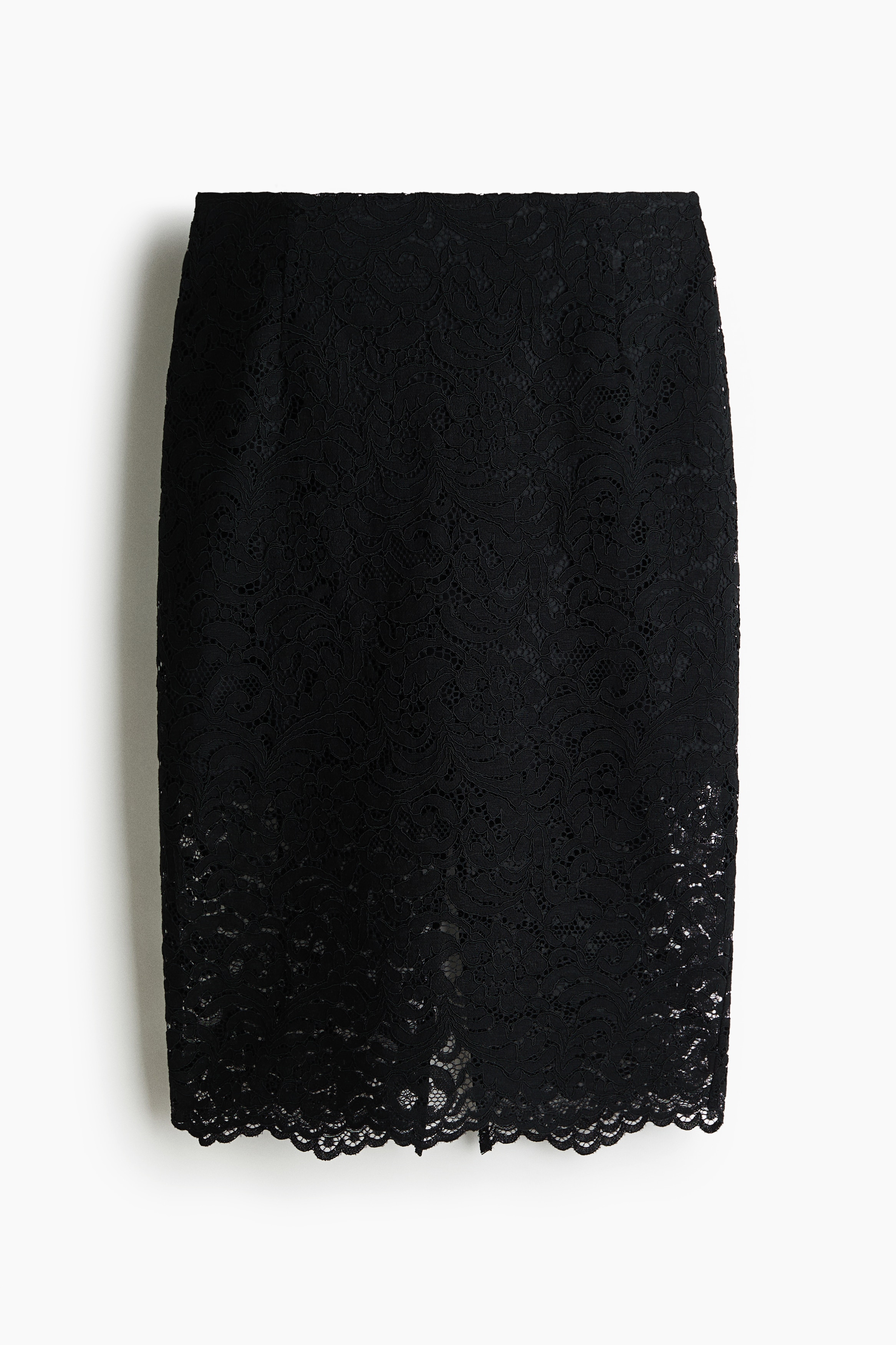 Δαντελένια φούστα pencil - Μαύρο