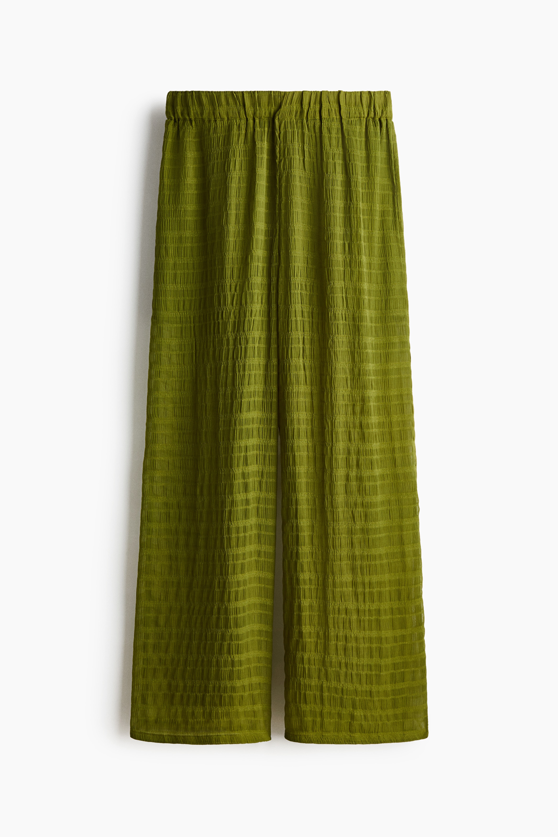 Wide pull-on trousers - Green/Dark brown