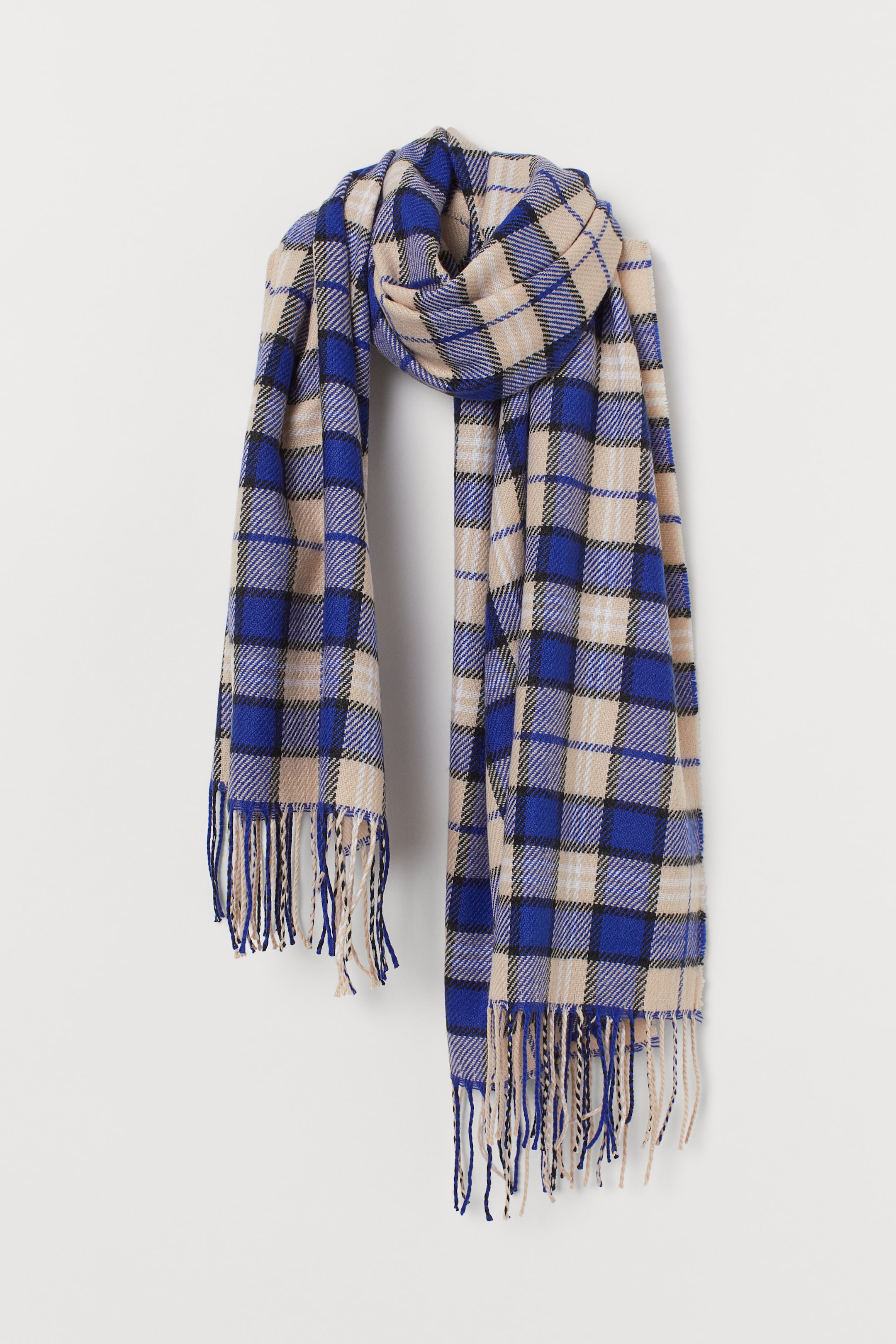 Agrandir l'image: Écharpe en tissu jacquard - Bleu bleuet/beige/carreaux - FEMME | H&M FR 1