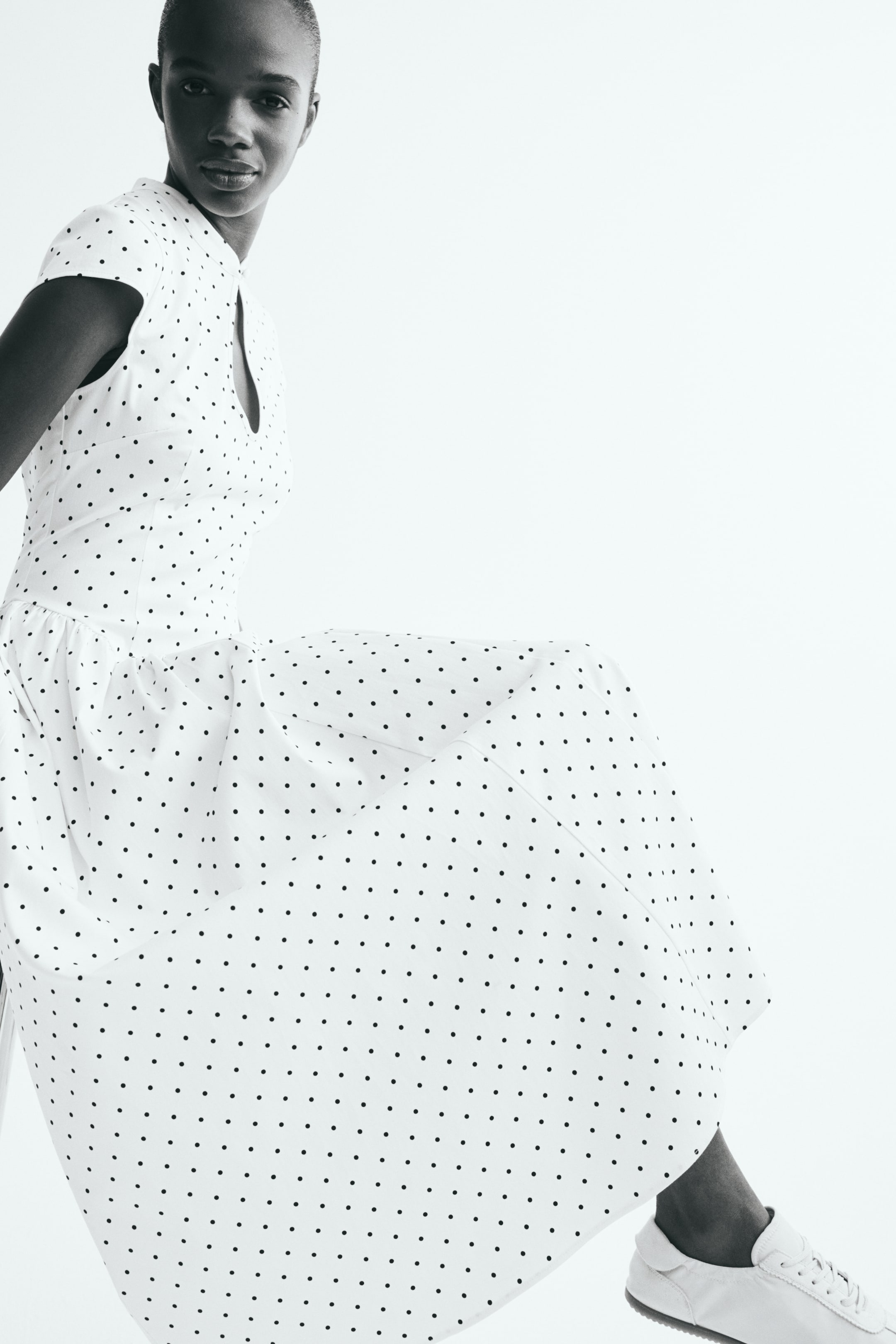 Cotton Dress with Flared Skirt