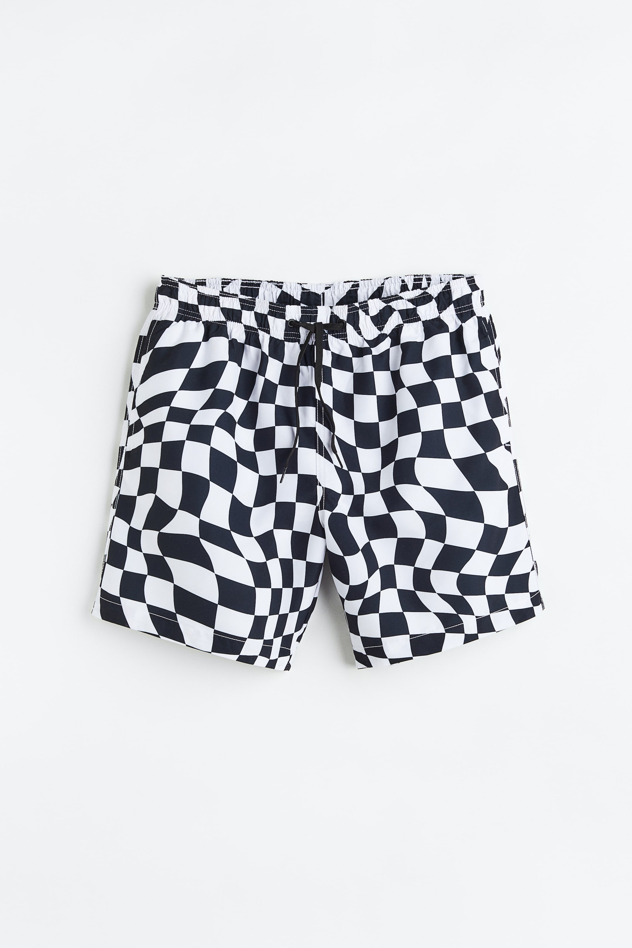 이미지 확대 보기: 패턴 스윔쇼츠 - 블랙/화이트 체크 - Men | H&M KR 1