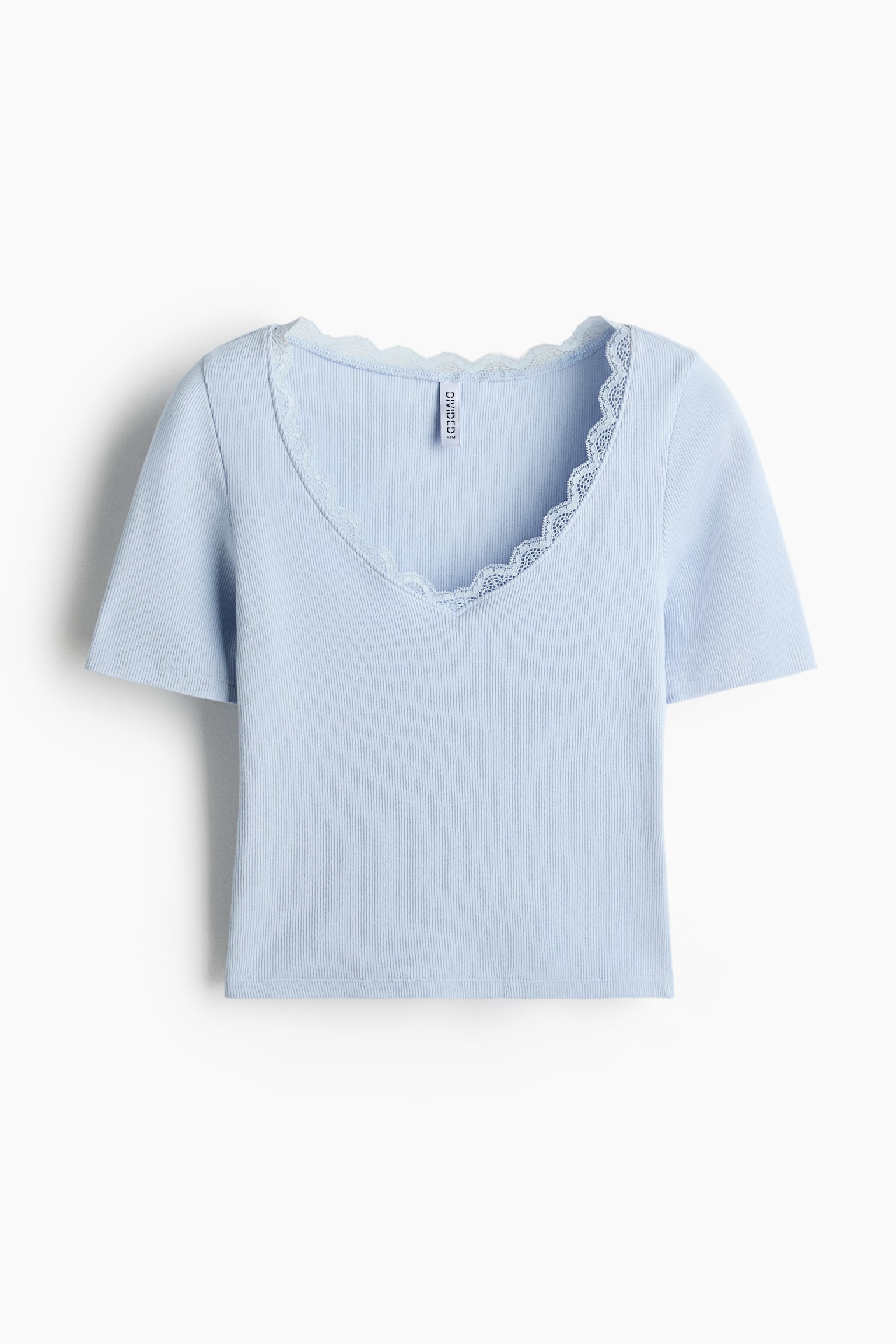 Rib-knit top - Light blue/Pink - 1