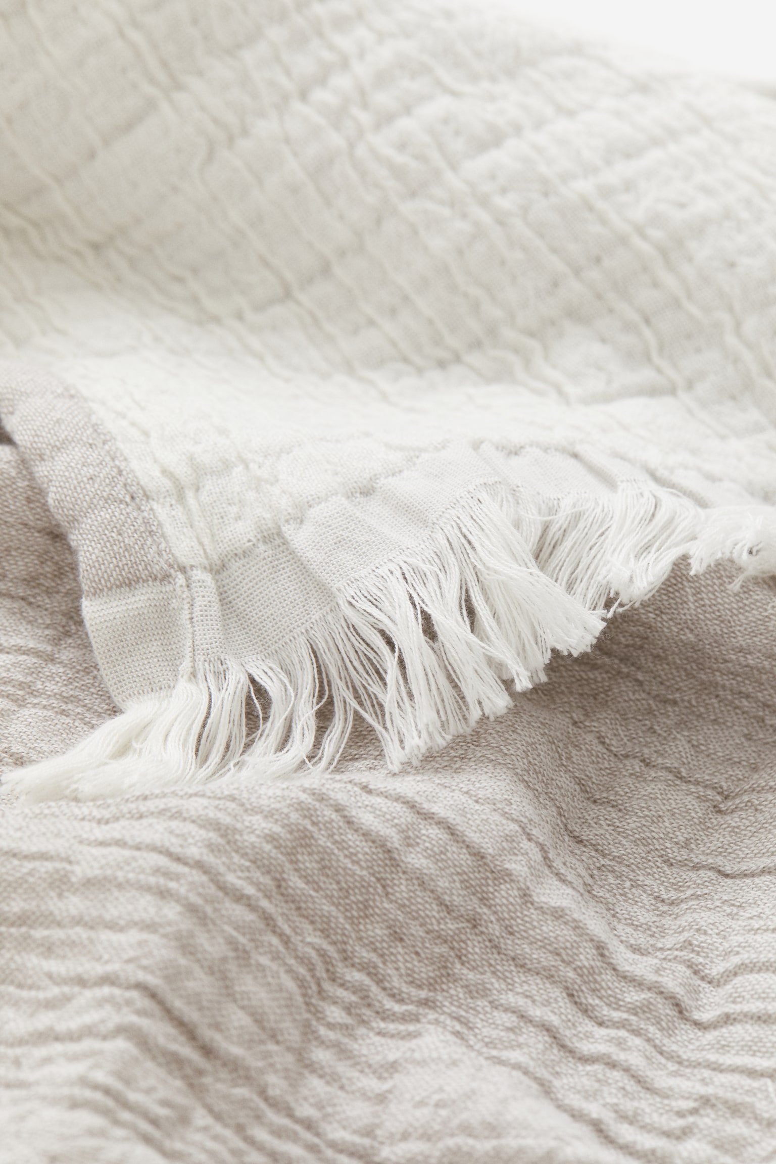 Fringed bedspread - Light mole - 2