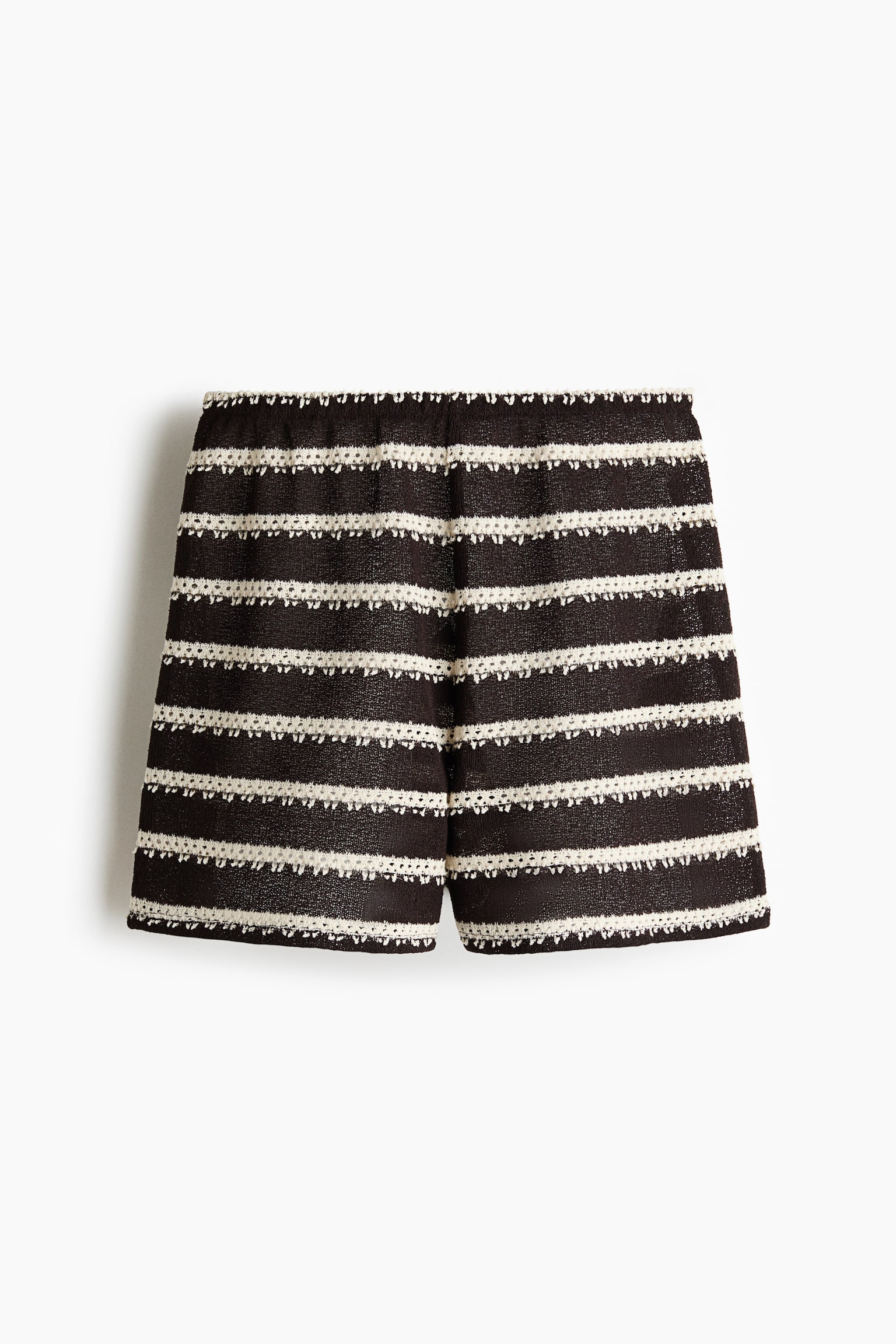 Knit Pull-On Shorts - Dark brown/striped/Cream/Cream/striped - 1