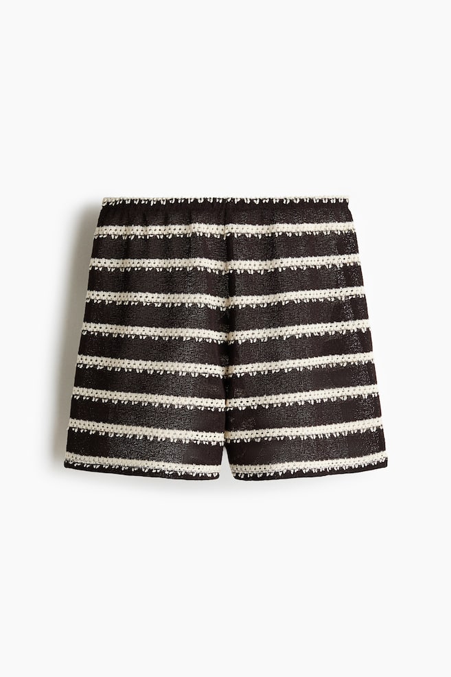 Knit Pull-On Shorts - Dark brown/striped/Cream/striped/Cream - 1
