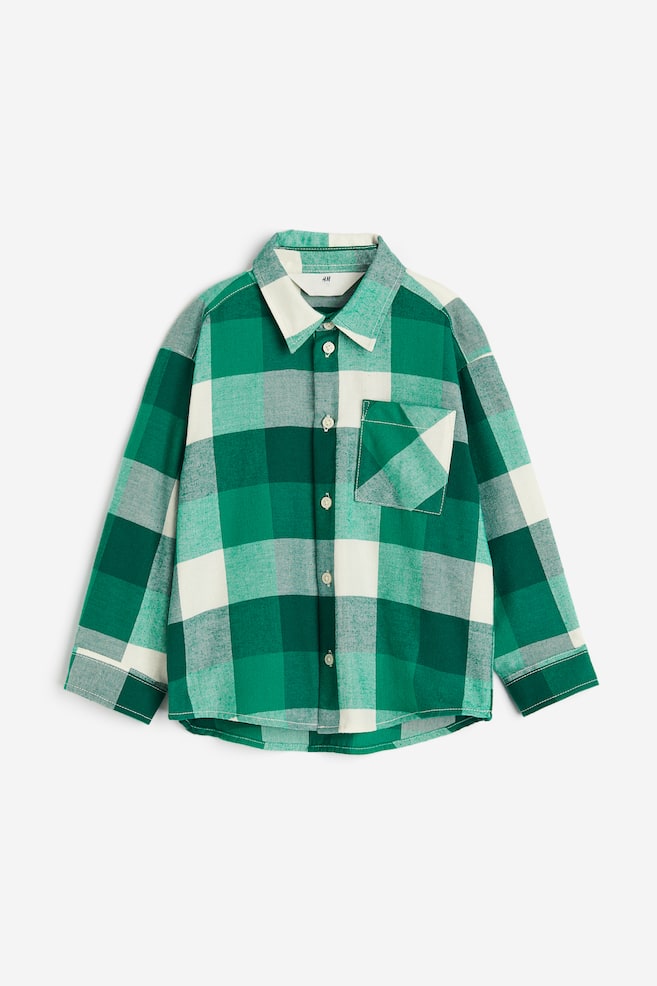 Cotton flannel shirt - Green/Checked/Brown/Checked/Light beige/Blue checked/Red/Checked/dc - 1
