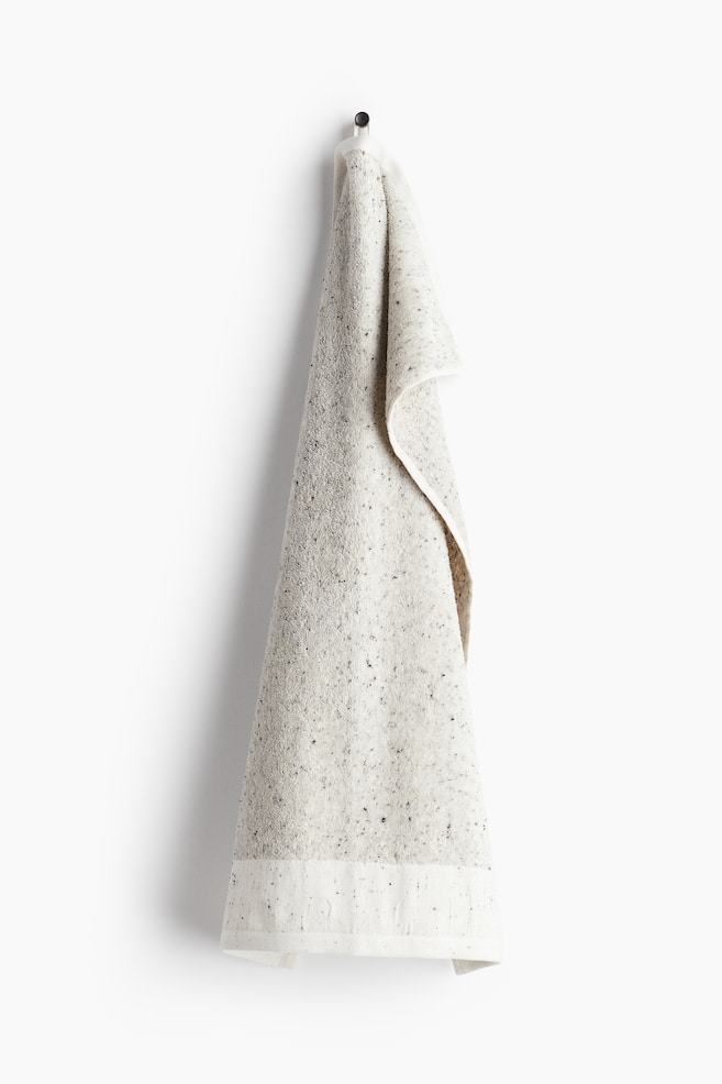 Cotton hand towel with neps - Light grey/Patterned - 1