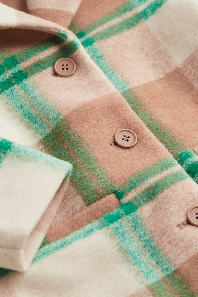 Felted coat - Beige/Green checked - 6