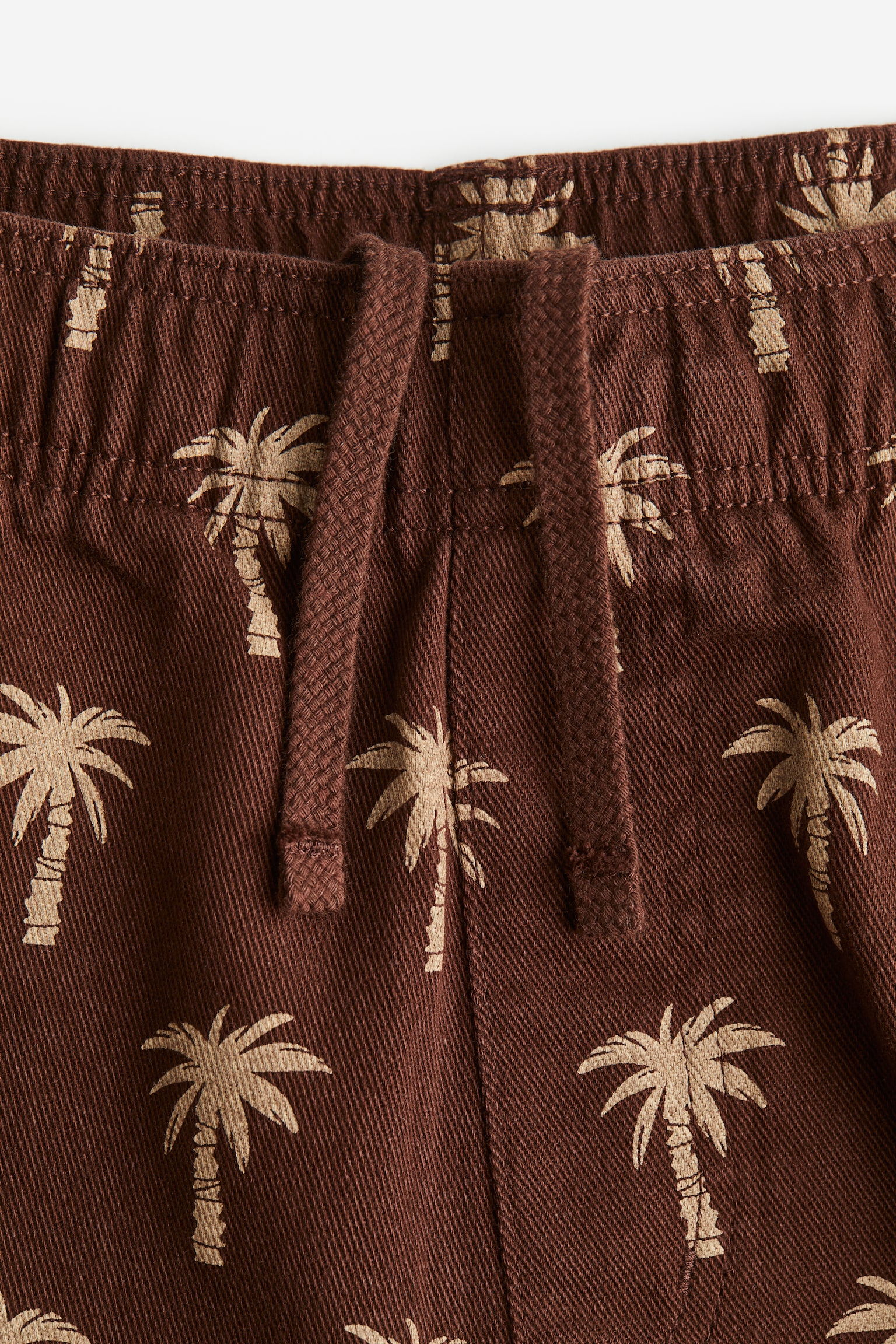 Relaxed Fit Cotton shorts - Brown/Palm trees/Beige/Brown checked - 2