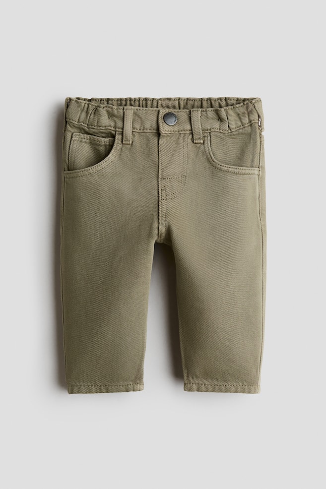Barrel Jeans - Khaki green/Dark denim blue - 1