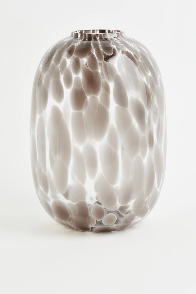 Patterned large glass vase - Clear glass/Beige - 1