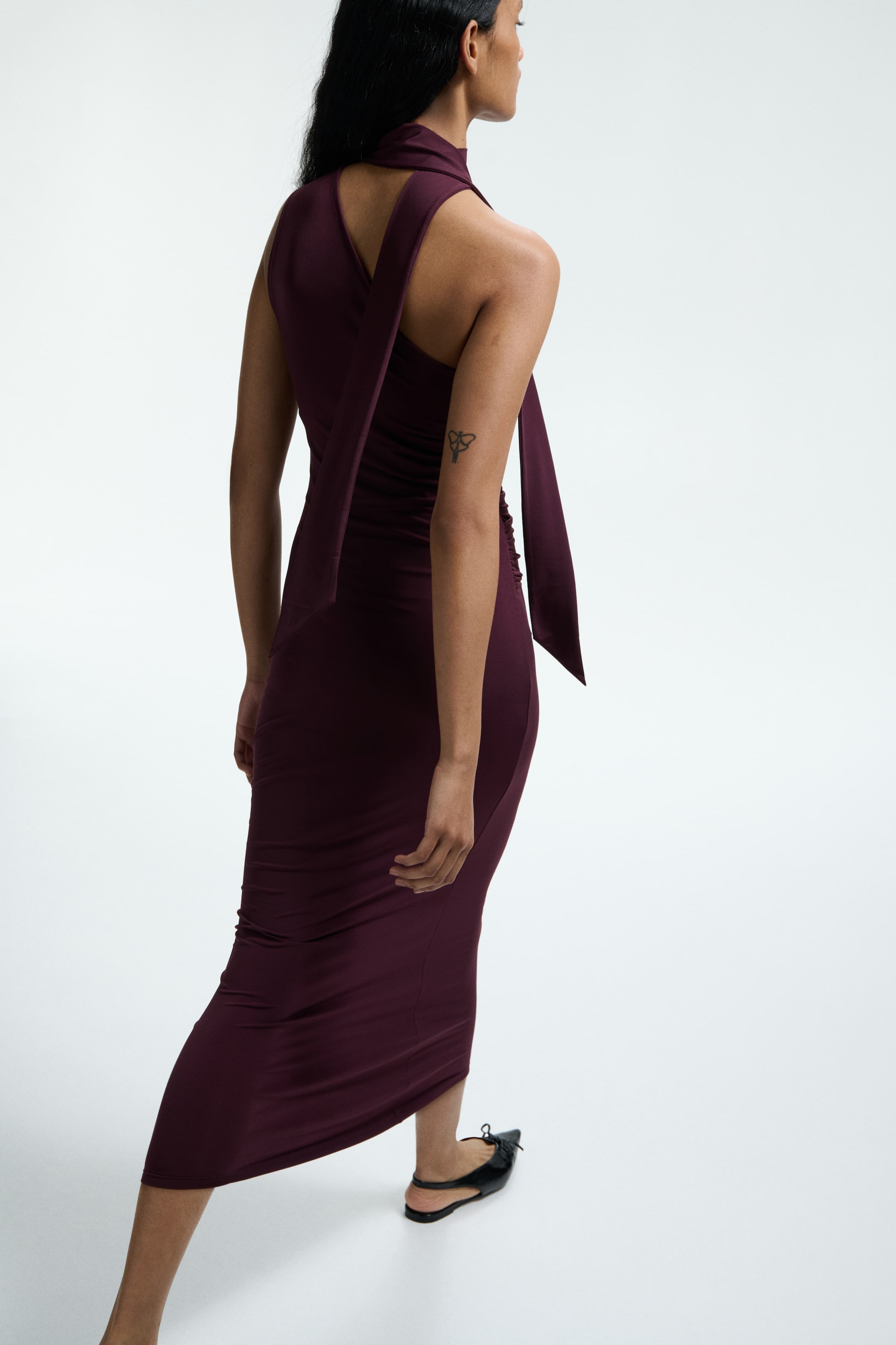 View larger image: Draped one-shoulder dress - Plum red - Ladies | H&M GB 3