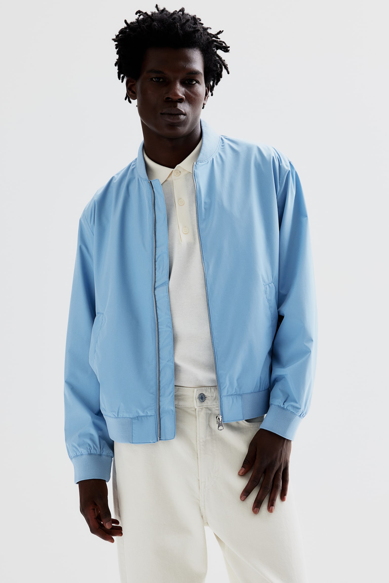 Bomber Jacket - Light blue/Black/Burgundy - 4