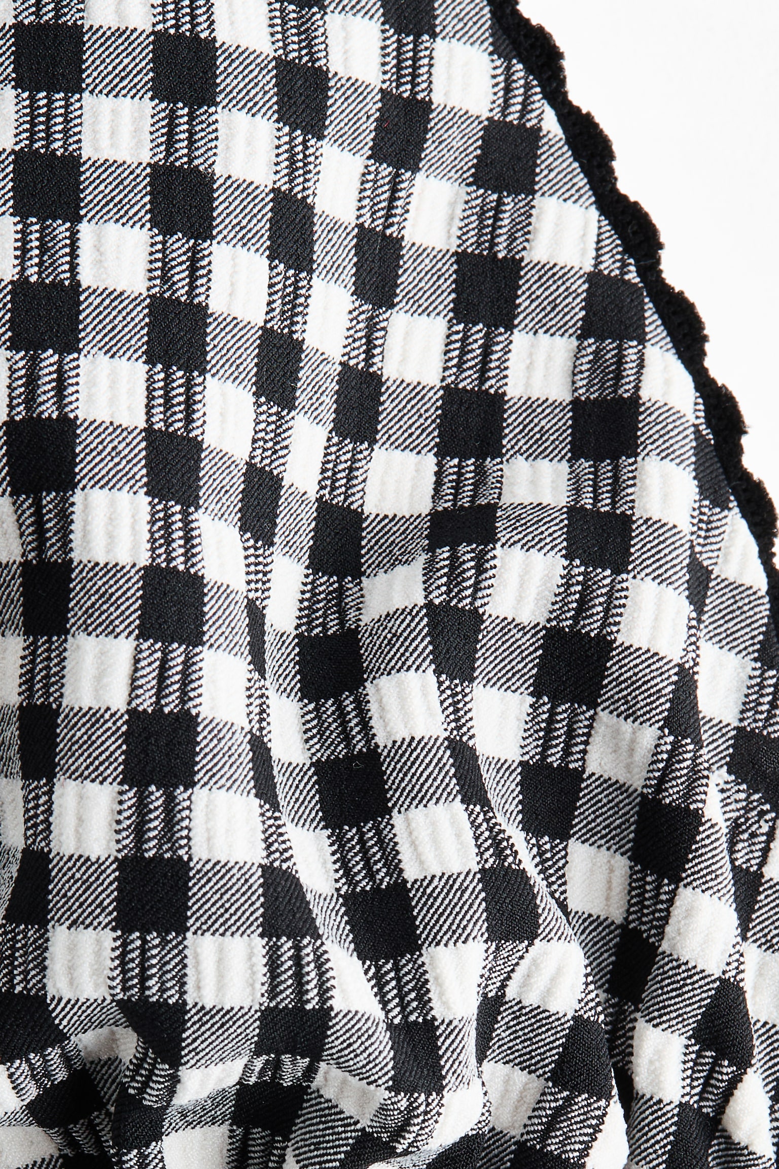 Padded triangle bikini top - Black/Gingham check/White/Blue patterned - 2