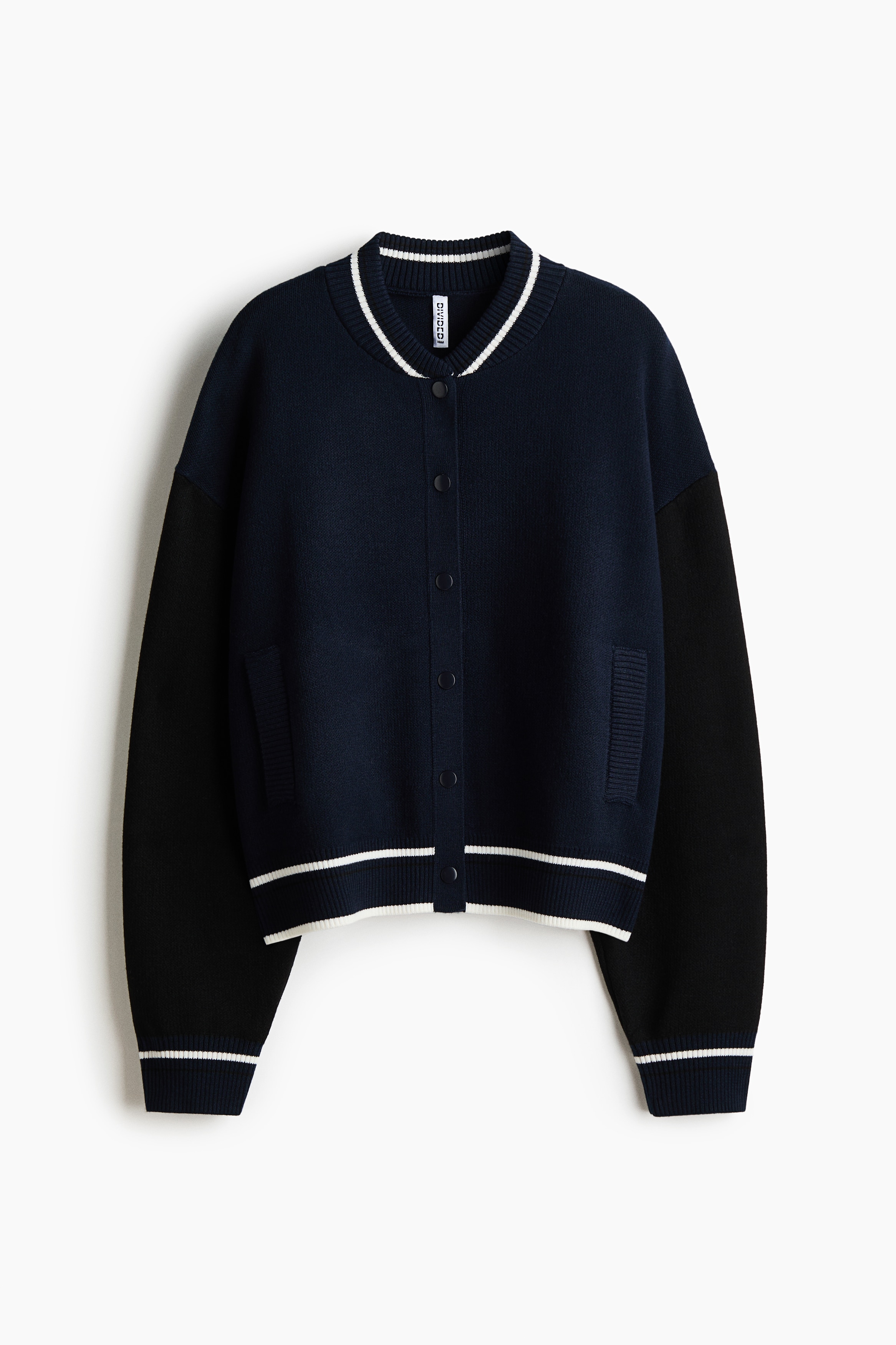 Knitted baseball jacket - Navy blue