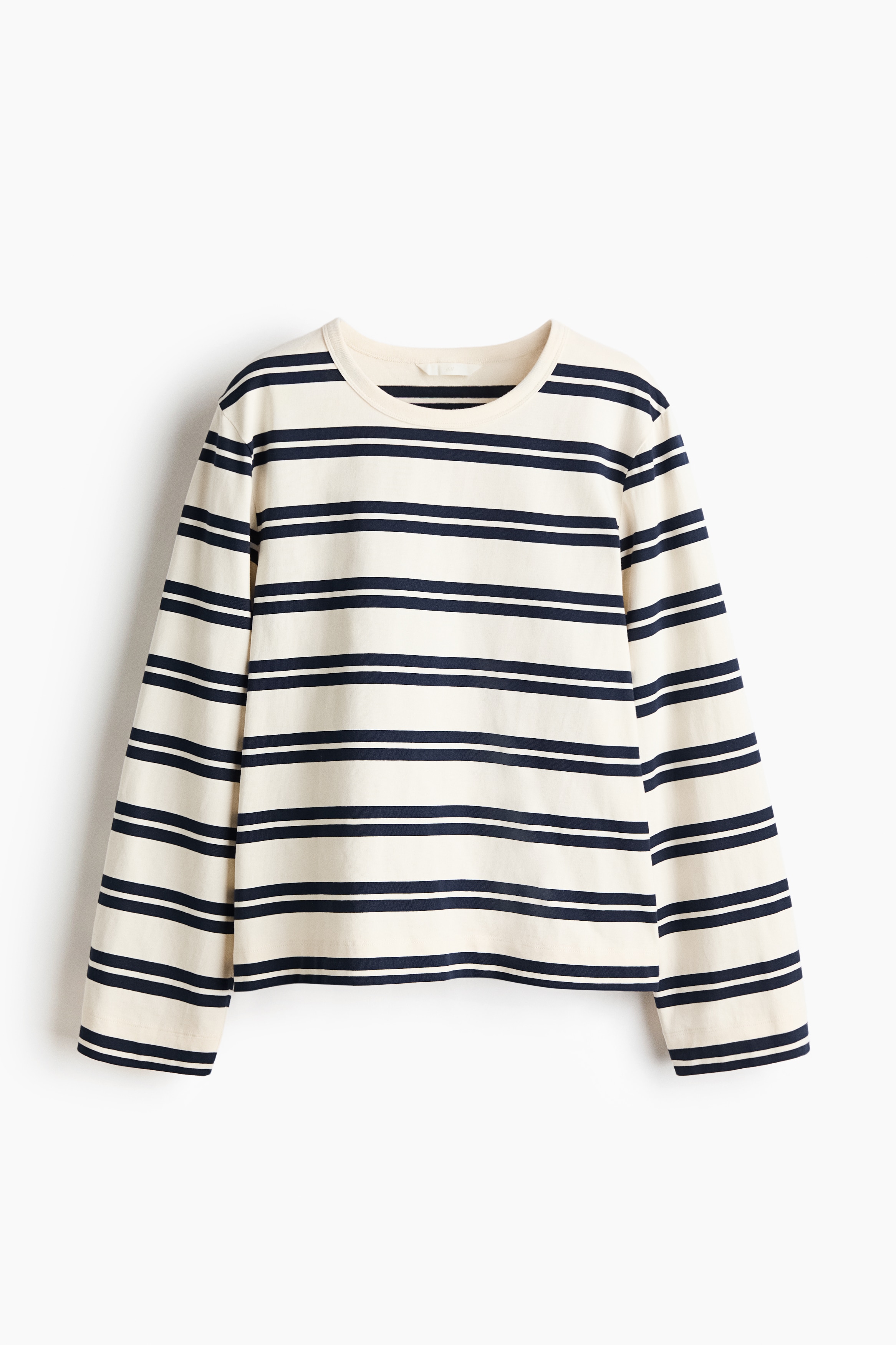 Langarm-T-Shirt aus Baumwolle - Weiß/Marineblau gestreift/Rot/Gestreift