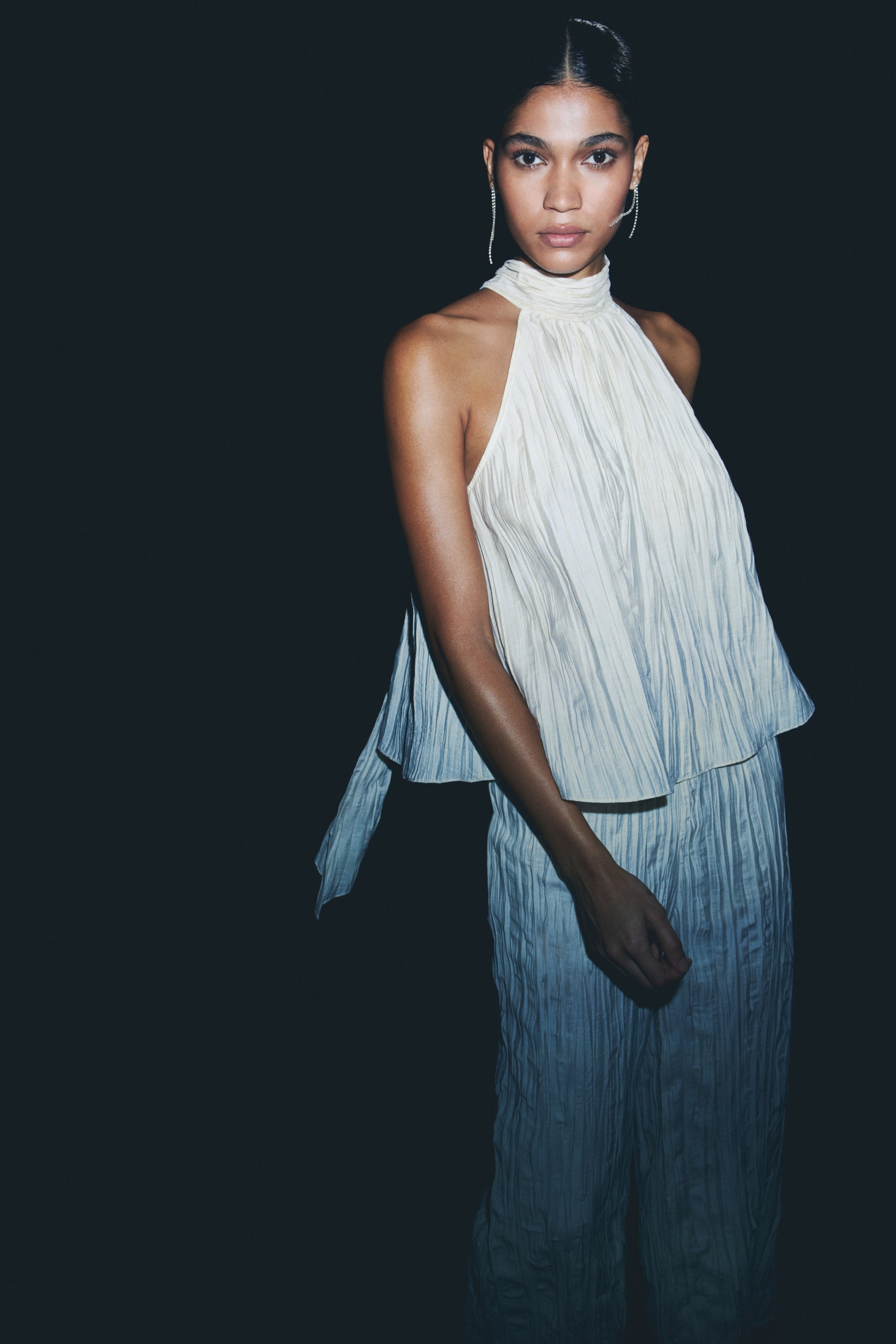 View larger image: Crinkled halterneck top - Cream - Ladies | H&M AU 1