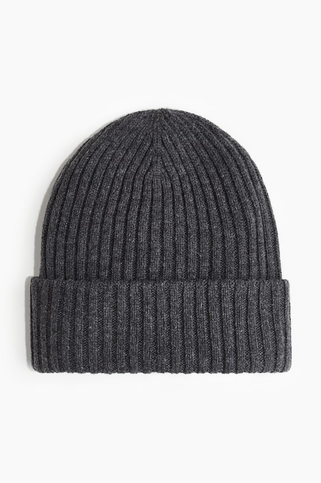 Rib-knit beanie - Dark grey marl/Black/Beige marl/Cream/Light grey marl - 1