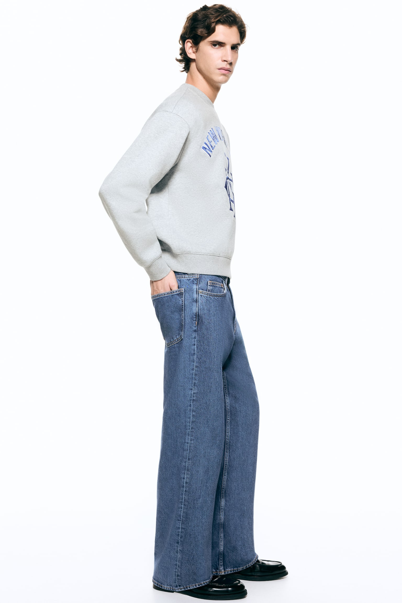 Loose Fit Printed sweatshirt - Grey marl/New York City/Navy blue/NYC - 6