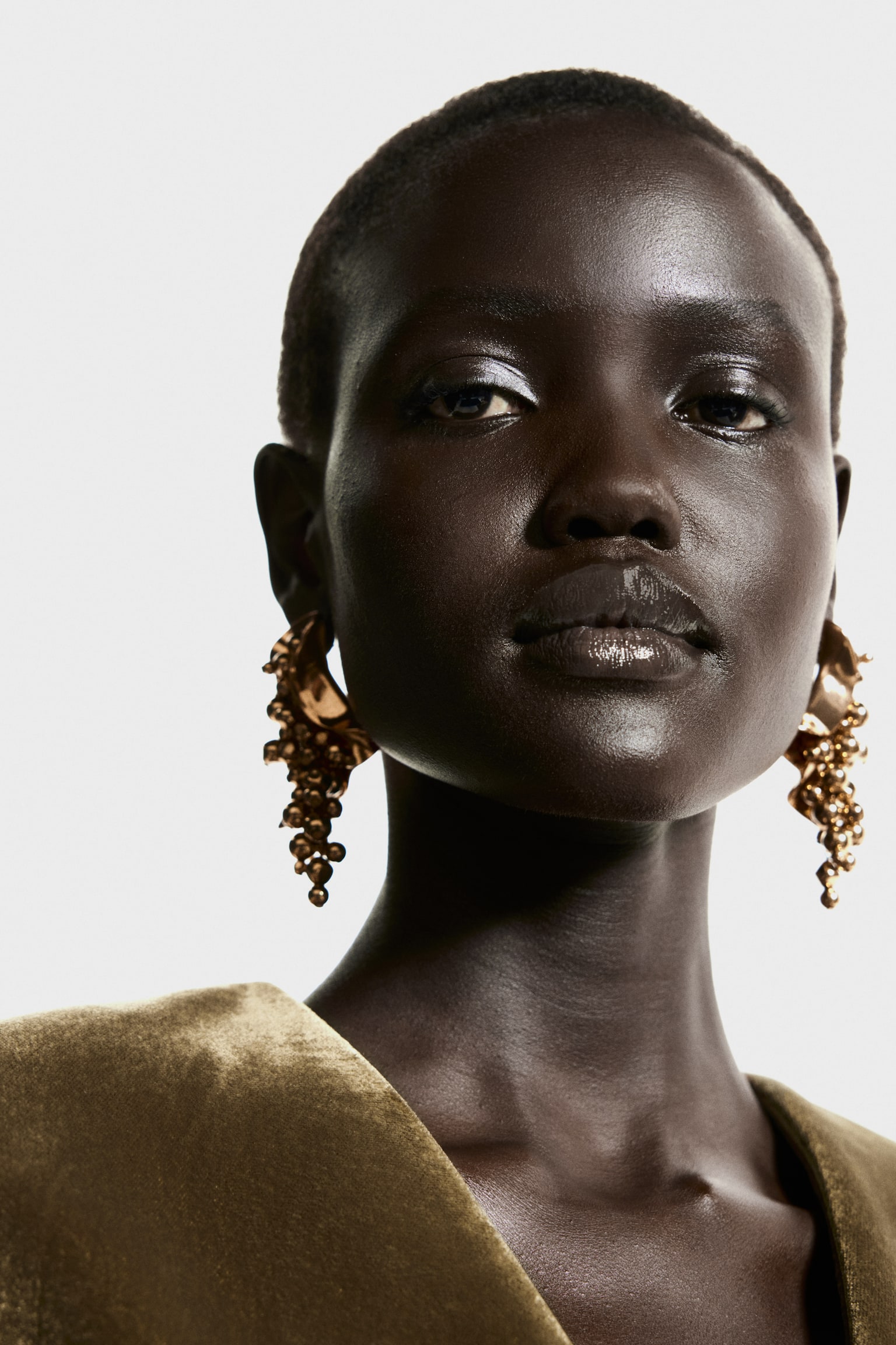 Velvet blazer - Dark khaki green - 3