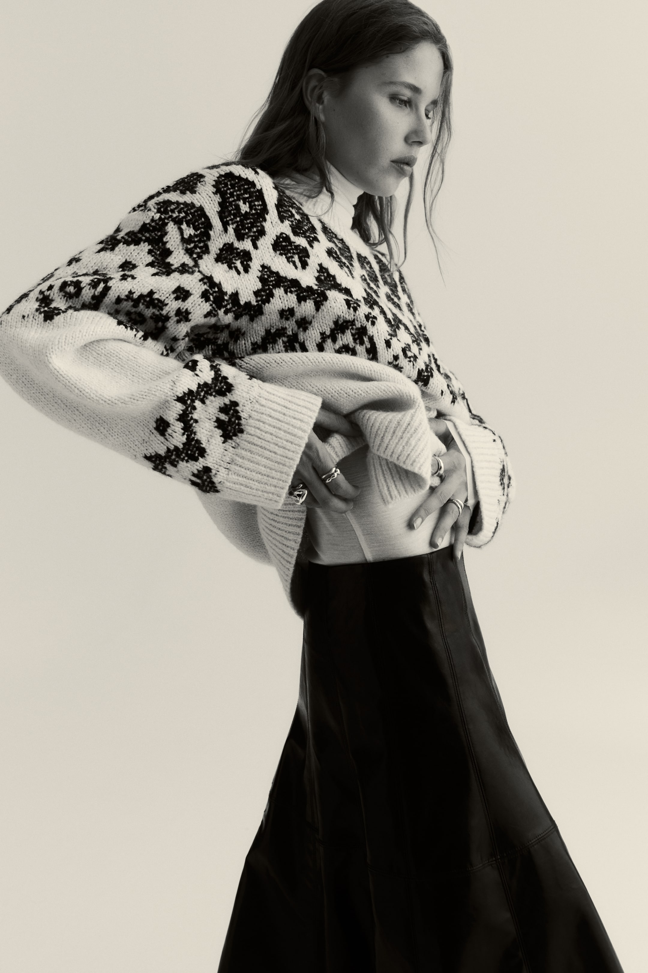 View larger image: Jacquard-Knit Sweater - White/patterned - Ladies | H&M US 3