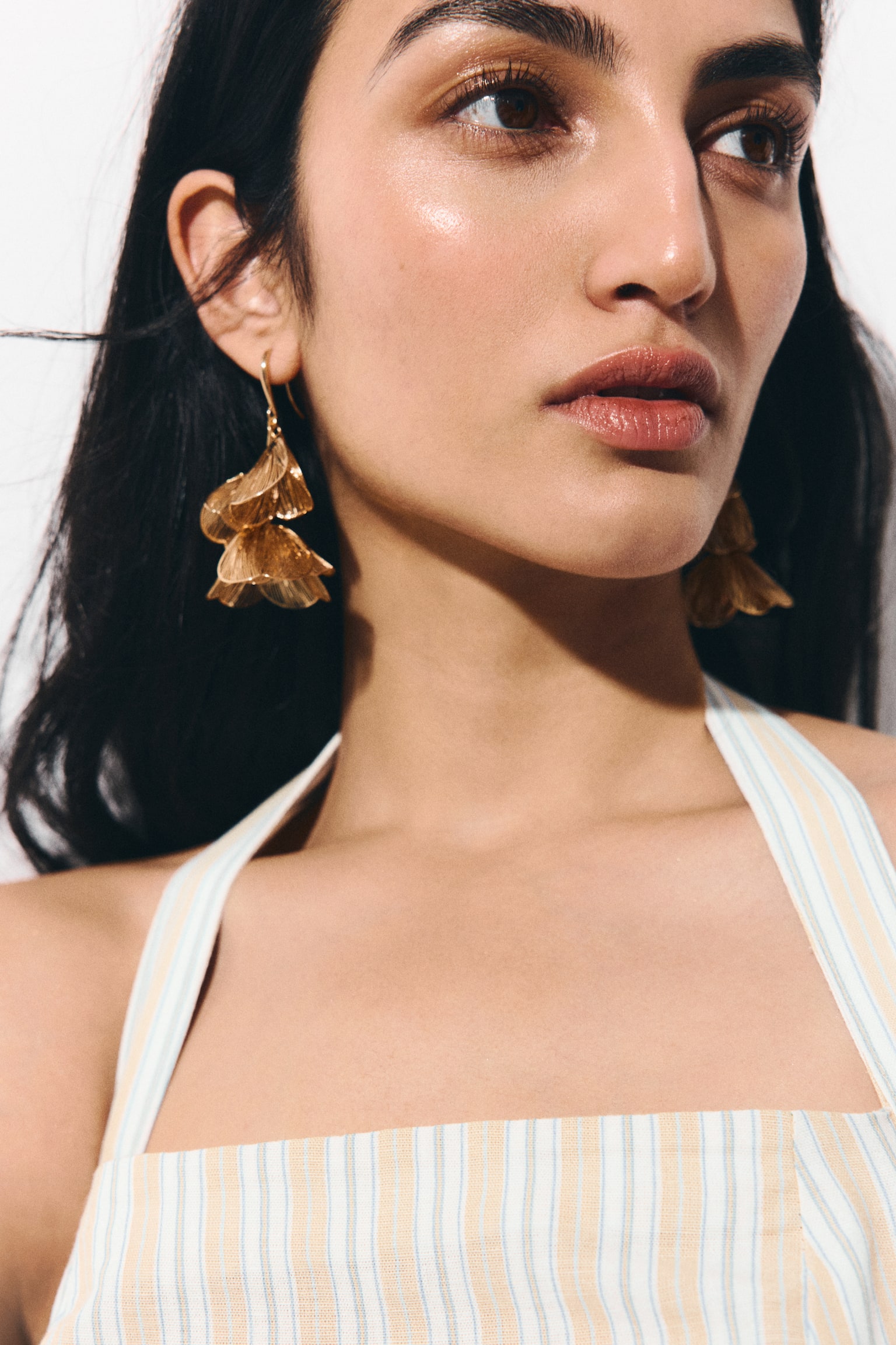 Top halter en mezcla de lino - Beige claro/Franjas/Crema/Diseño - 6