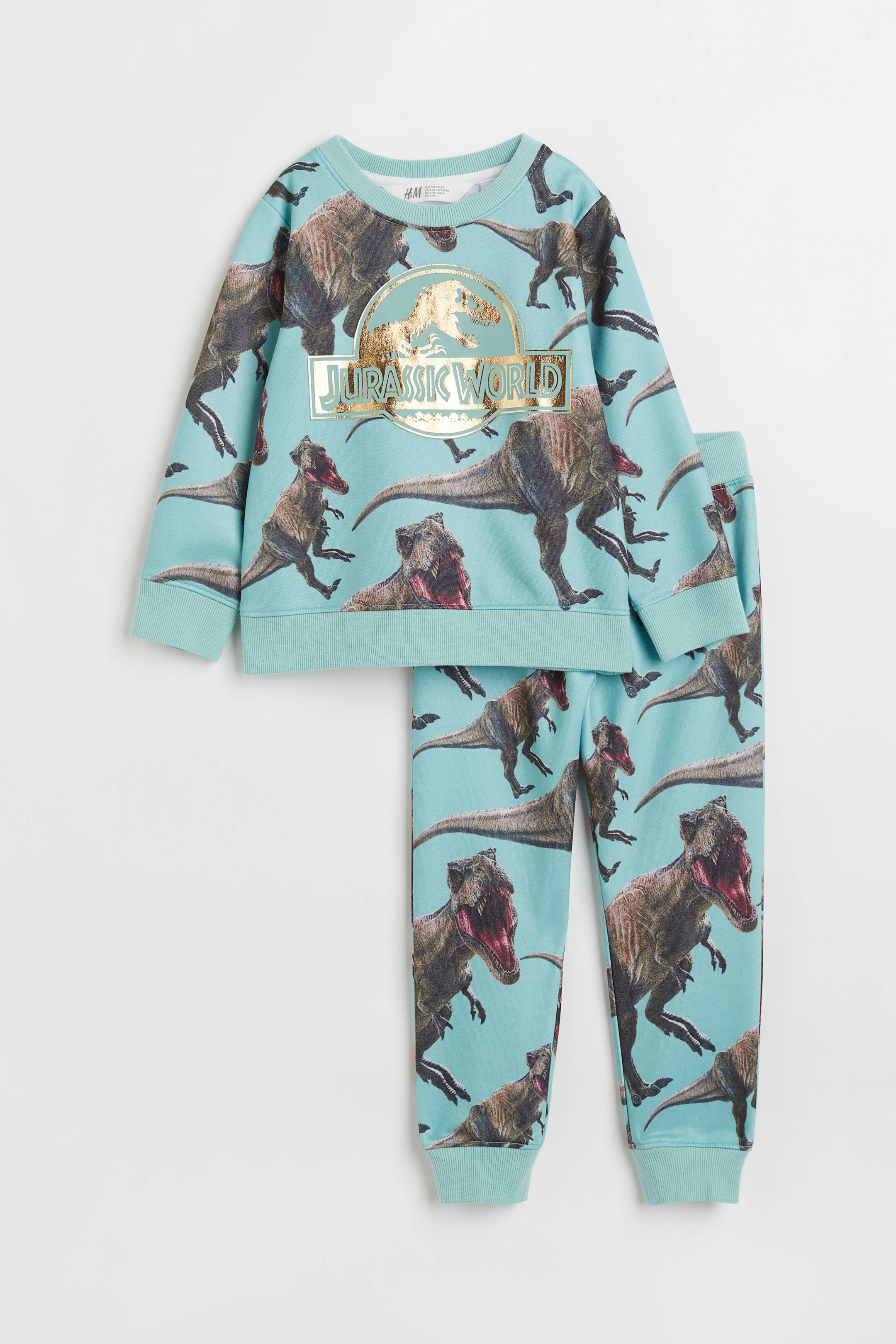 Pigiama Ragazza Pigiama Jurassic World Per Ragazzi - Maniche Lunghe Con Stampa T-Rex, 100% Cotone, Ufficiale Pigiama Film Jurassic