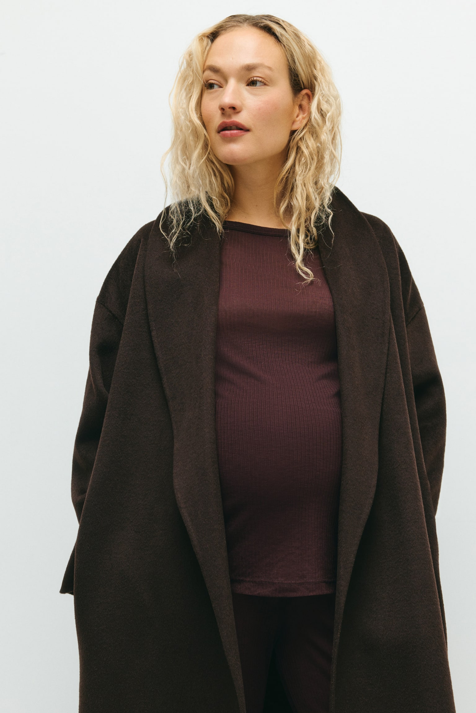 MAMA 2-piece ribbed set - Dark brown/Dark grey marl - 5