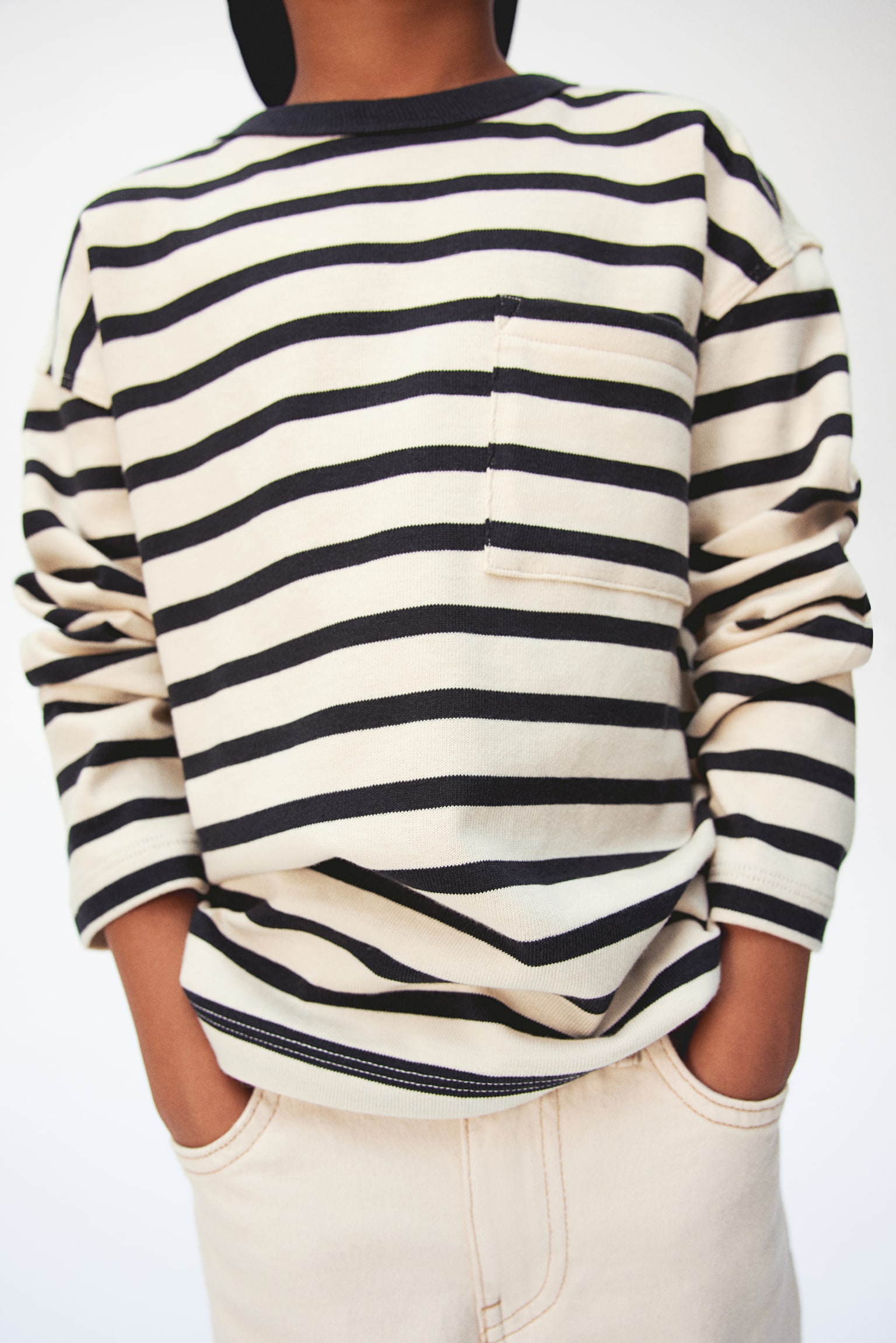 Long-sleeved T-shirt - White/Black striped/Blue/Striped/Light grey/Brown striped/Bright blue/Striped - 4