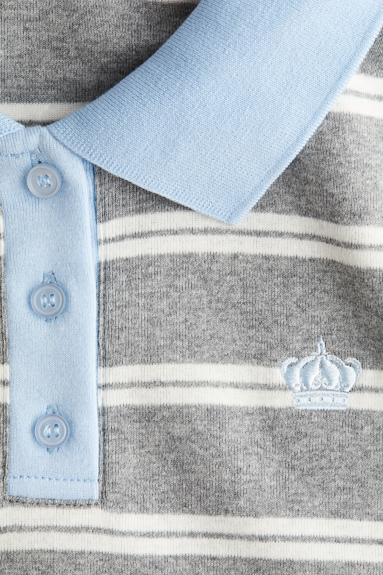 Áo polo cotton - Màu xám đốm/Kẻ/Màu xanh dương đậm/Kẻ - 4