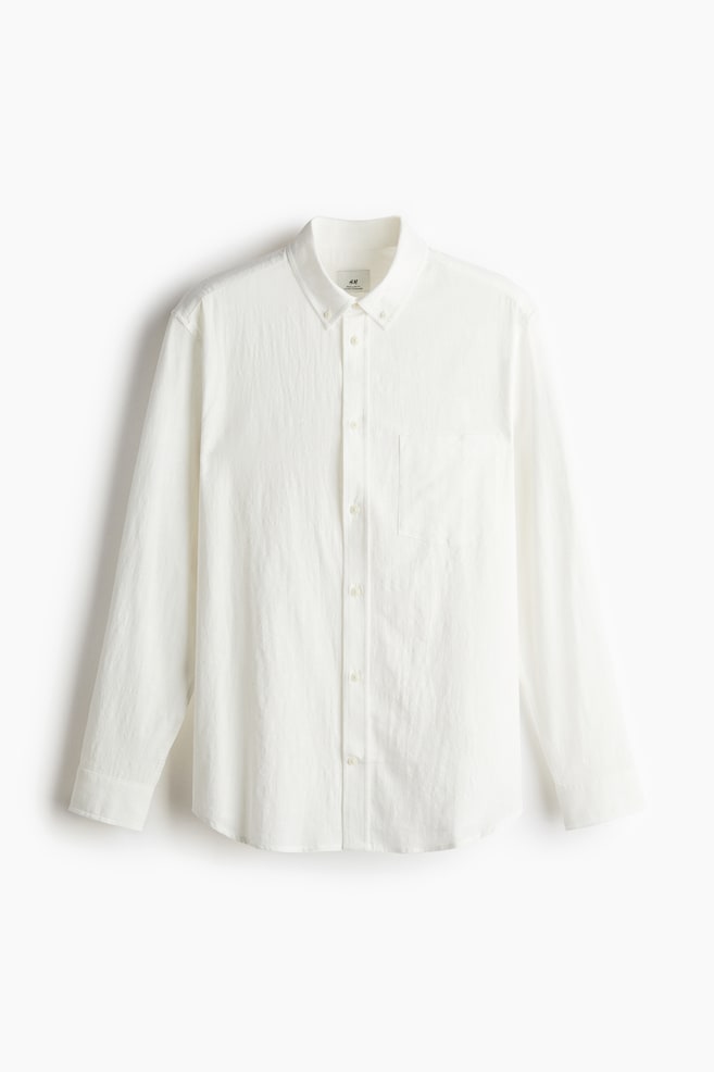 Regular Fit Textured Shirt - White/Navy blue - 1