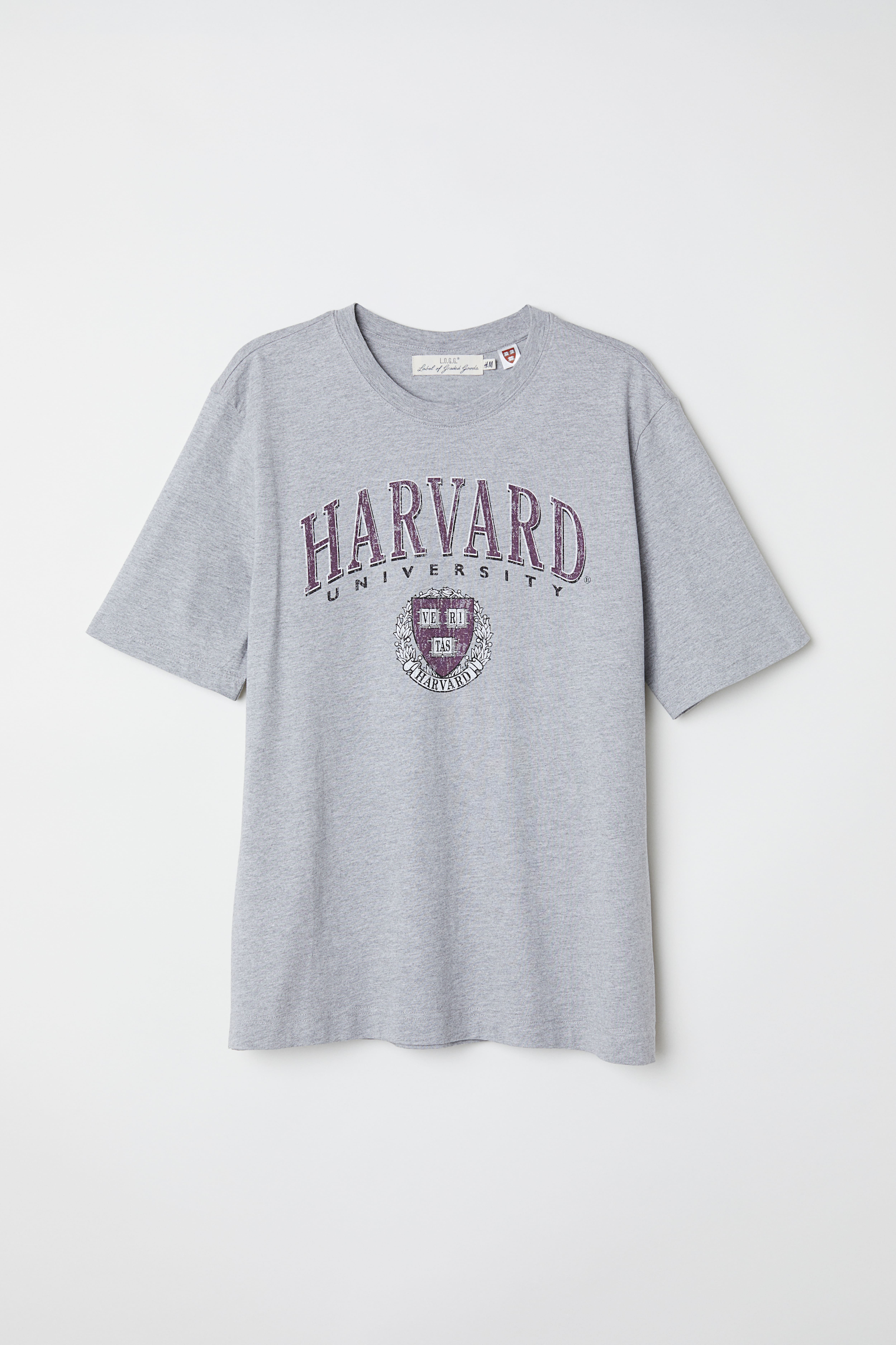 Printed T shirt Grey marl Harvard Men H M IE