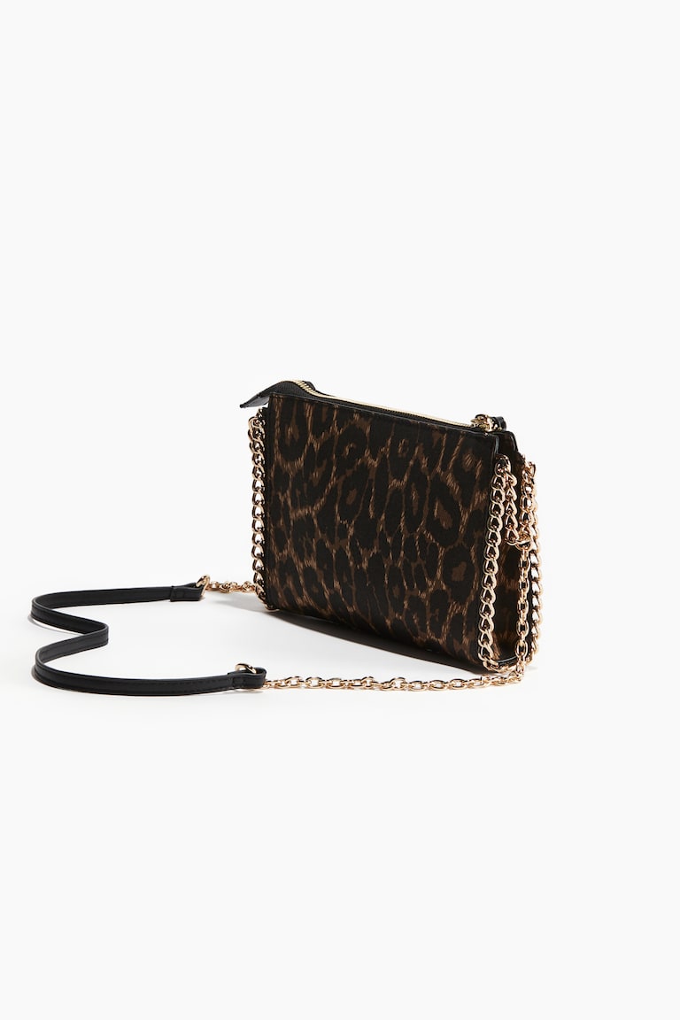 Patterned cotton crossbody bag Dark brown/Leopard print Ladies