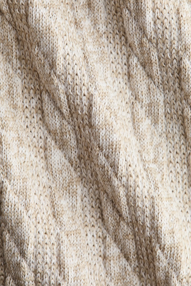 Pantaloni evazați tricotați cu torsade - Bej-deschis melanj - 5