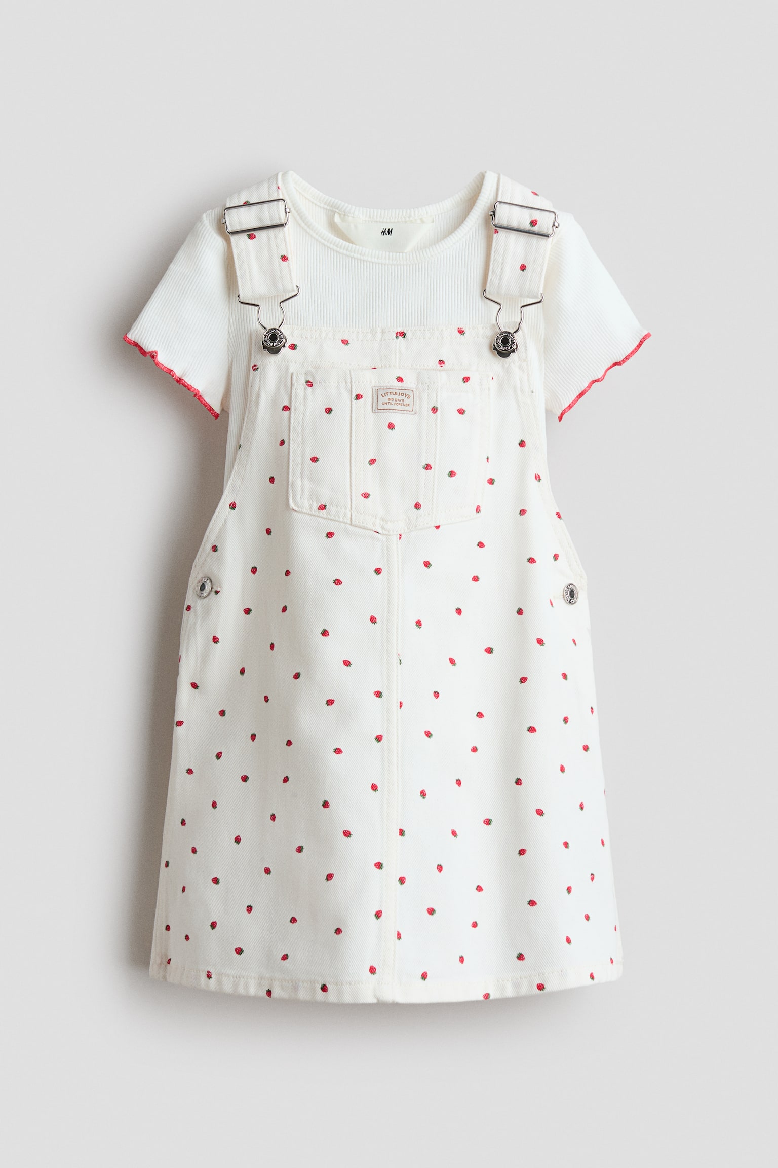 2-Piece Cotton Set - White/strawberries/Light pink/cream/Black/cream