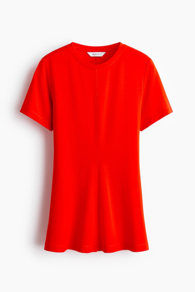 Top péplum en interlock - Rouge vif/Noir - 1