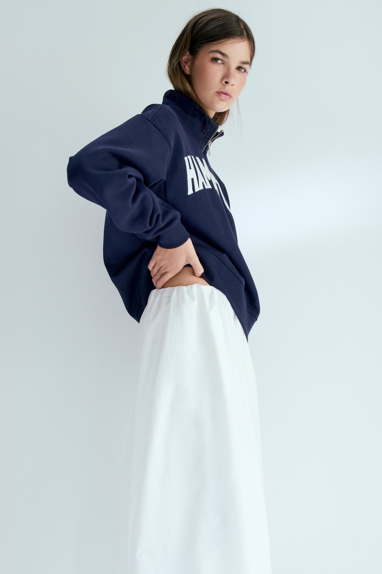 Half-Zip Sweatshirt with Motif - image 4