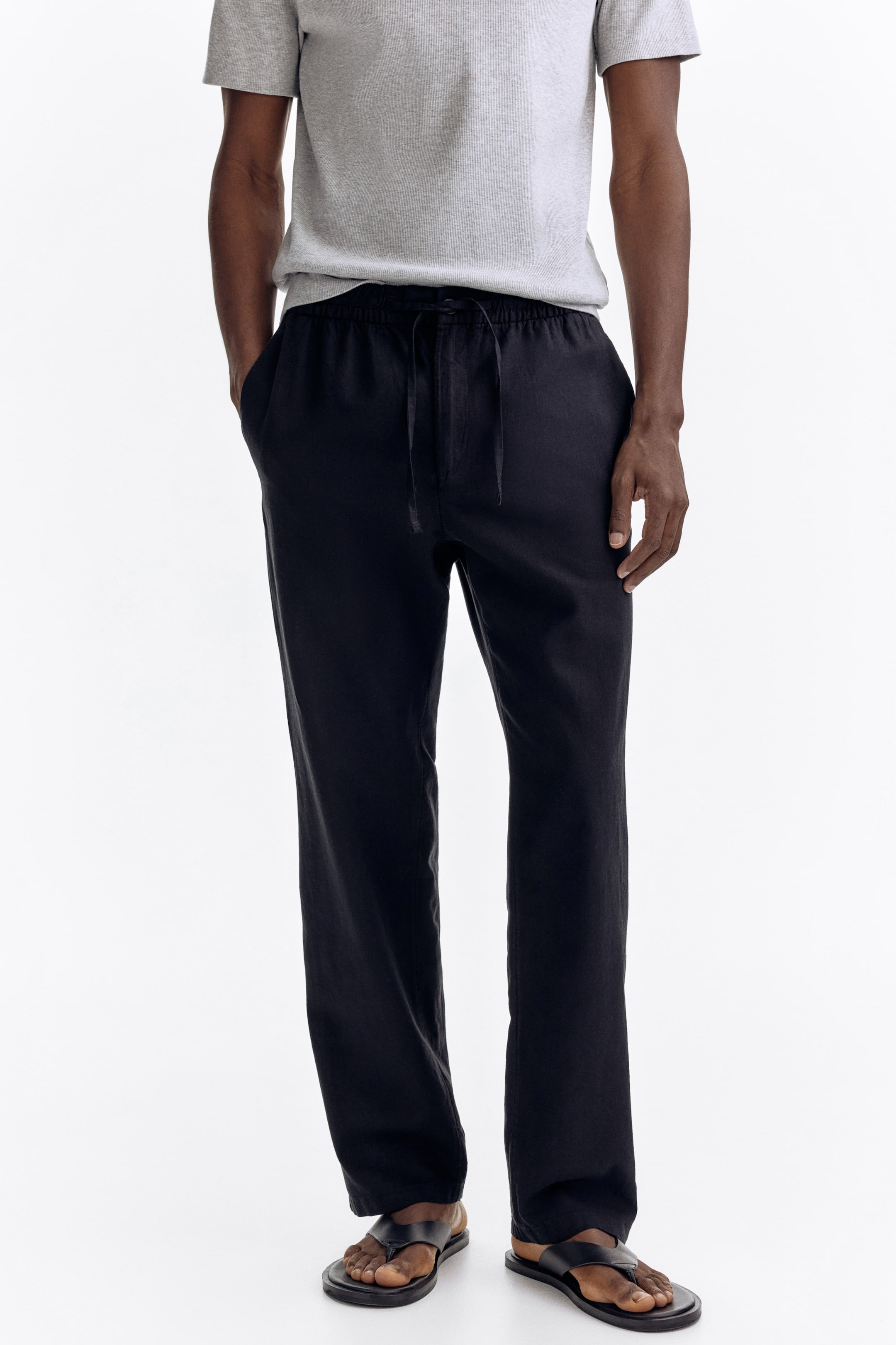 Regular-Fit Linen-Blend Pants